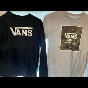 Pair of gently worn boys Vans long sleeve shirts